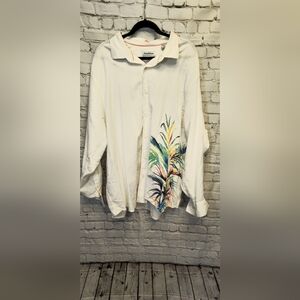 Tommy Bahama White Top with Colorful Palm Design